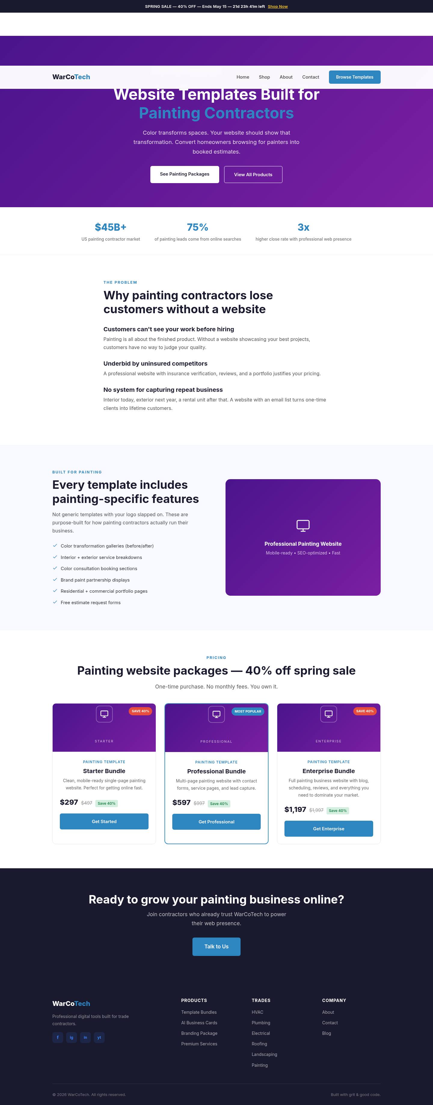 Painting contractor website template demo