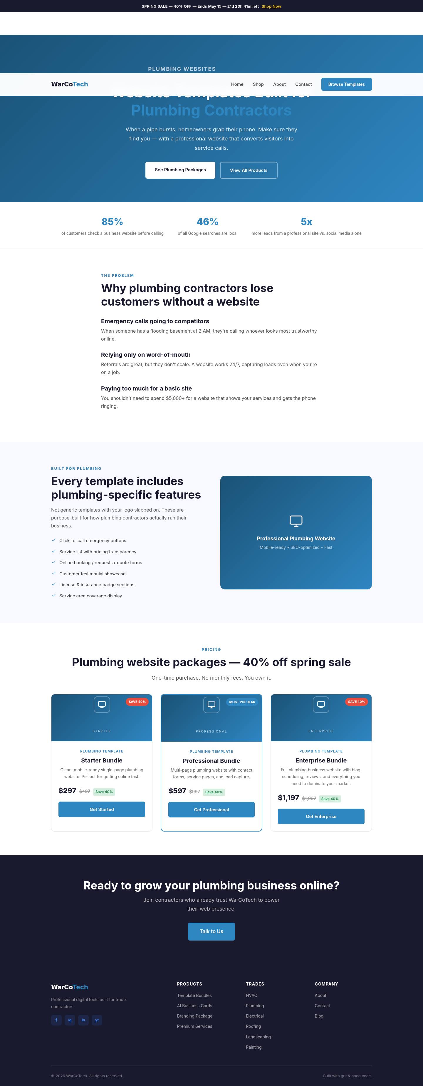 Plumbing contractor website template demo